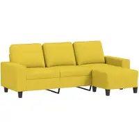 vidaXL 3-Sitzer-Sofa mit Hocker Hellgelb 180 cm Stoff