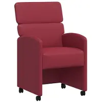 vidaXL Esszimmerstühle mit Rollen 2 Stk. Kunstleder Weinrot