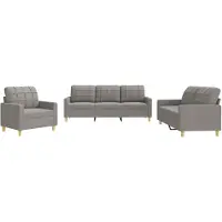vidaXL 3-tlg. Sofagarnitur mit Kissen Taupe Stoff