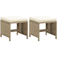 vidaXL Gartenhocker 2 Stk. mit Sitzkissen Poly Rattan Beige
