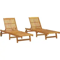 vidaXL Sonnenliegen 2 Stk. mit Rädern Massivholz Akazie