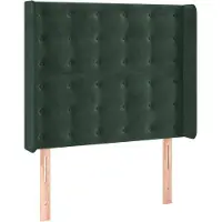 Syfax Kopfteil mit Ohren Dunkelgrün 93x16x118/128 cm Samt