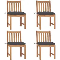 vidaXL Gartenstühle 4 Stk. mit Kissen Massivholz Teak