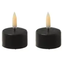 Uyuni 2x LED Teelicht Thea mit Timer dimmbar bis 400 Std. D: 4cm in schwarz | Gr.: onesize