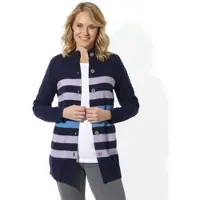 Sieh an! Long-Strickjacke in marine-lavendel | Gr.: 38