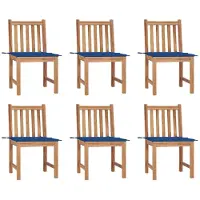 vidaXL Gartenstühle 6 Stk. mit Kissen Massivholz Teak