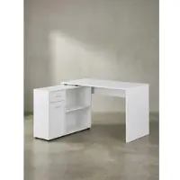 KADIMA DESIGN Schreibtisch mit Regal-Platte, integriertes Regal, flexibel aufstellbar in Weiß | Gr.: onesize