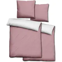 Sleezzz Doppelpack Renforcé Wendebettwäsche rosé/weiß 135 x 200 + 80 x 80 cm