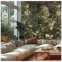 Living Walls Vliestapete "Fototapete Dschungeloptik Dunkelgrün erweiterbar" floral strukturiert