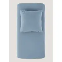 Hessnatur Perkal Spannbettlaken in graublau | Gr.: 140-160 x 200 cm