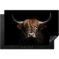 KitchenYeah Herdabdeckplatte Schottisches Hochlandrind düster | Gr.: 78 x 78 cm