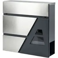 HOMCOM Mail Box Edelstahl Metall 37L x 10B x 37H cm Dunkelgrau