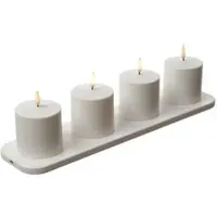 Uyuni 4x LED Kerzen mit Ladestastion aufladbar Timer für Außen 6,8x6,8cm in weiß | Gr.: onesize