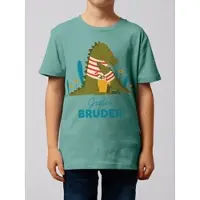 Wat? Apparel T-Shirt Krokodil Großer Bruder in Teal Monstera | Gr.: 152-164