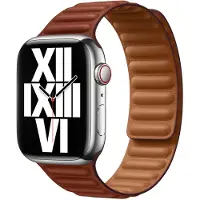Apple Leather Link Armband für Watch | 44/45/46/49 mm - Größe S/M - Umber