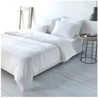 TRAUMSCHLAF Uni Baumwolle-Leinen Bettwäsche 200x200 cm + 2x 80x80 cm weiss