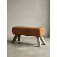 KADIMA DESIGN Design Sitzhocker WL5.105 Holz 90x30x43 cm Leder Modern Springbock, | Gr.: onesize