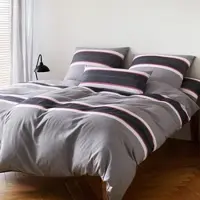 Elegante Soft-Flanell Bettwäsche Whitman anthrazit 160x210 cm + 65x100 cm - grau;rot
