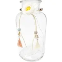 Goldbach Glasvase Flaschenform H 20cm Ø 10cm Transparent Weiße Blumenschleife
