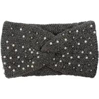 StyleBREAKER Stirnband "Strick Stirnband Perlen Metallic Faden und Knoten Detail" 1 Stk.