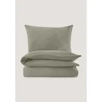 Hessnatur Musselin Bettwäsche-Set in seegras | Gr.: 200 x 200 + 2 x 80 x 80 cm