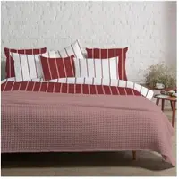 TRAUMSCHLAF Flanell Bettwäsche feine Streifen 200x200 cm + 2x 80x80 cm rot