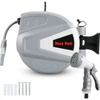 TolleTour Druckluftschlauchtrommel Schlauchaufroller 20m automatik Aufroller 8 bar 1/4" Anschluss mit Multifunktionale Wasserspritzpistole Druckluftschlauch Wandschlauchhalter Schlauchaufroller