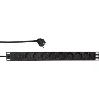 Logilink PDU8C02, Standard, 1U, Aluminium, Schwarz, 8 AC-Ausgänge, Typ F
