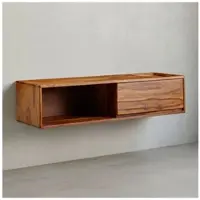 KADIMA DESIGN Lowboard Hängend Sheesham Massivholz 108x25x34 cm TV-Schrank Braun, Design Fernsehtisch mit Stauraum, Fernsehschrank Wand Modern, TV-Kommode Fernsehkommode zum Aufhängen