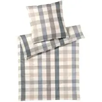 Elegante Interlock Jersey Bettwäsche Kuschel Karo kiesel 140x200 cm + 70x90 cm