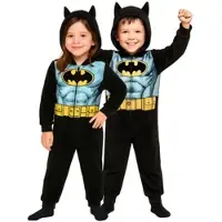 Batman DC Comics Jumpsuit mit Kapuze Overall Onesie Einteiler in schwarz | Gr.: 110/116