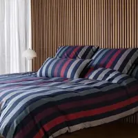 Elegante Soft-Flanell Bettwäsche Swift navy blau 160x210 cm + 65x100 cm - blau;rot