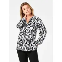 Goldner Printbluse mit Allover-Druck in schwarz / weiß / gemustert | Gr.: 42