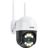 ZOSI 2MP 1080p Überwachungskamera Aussen WLAN mit Plug-in Strom, 360° Schwenkbar IP Dome Kamera, KI Personen-/Fahrzeugerkennung, Auto Tracking