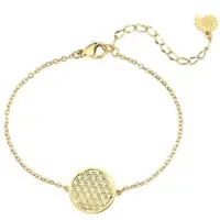 Hey Happiness Vergold. Armband Lebensblume Edelstahl in Gold - (L) 16-21 cm | Gr.: onesize