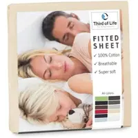 Third of Life Spannbettlaken "ALBA" aus 100% Oekotex-Baumwolle in Beige | Gr.: 160x200 cm