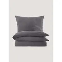 Hessnatur Musselin Bettwäsche-Set in anthrazit | Gr.: 240x220 (2x 40x80 cm)