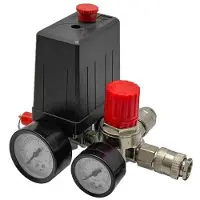Jojomino Luftkompressor-Druckschalter, Luftkompressor-Druckschalter, Steuerventilregler mit Manometern, Luftkompressorventil