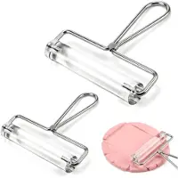 Jojomino 2 Acryl-Tonroller, 4 und 6 Zoll, Tonnudelholz und Stempelwerkzeuge mit Stahlgriff für DIY-Handarbeitsdruck