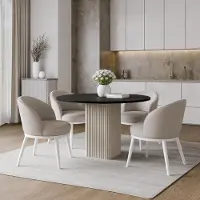 Design Möbel Beistelltisch CUBO Ø100 cm Metalltisch Wohnzimmertisch CASHMERE/SCHWARZ