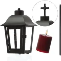 MARELIDA Laterne mit roter Mini LED Kerze Grablaterne H: 51cm in schwarz | Gr.: onesize