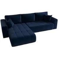 Fun-Möbel Ecksofa Schlafsofa CAMILA Stoff Monolith Dunkelblau Ottomane Links