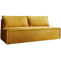 Fun-Möbel Sofa Designersofa AMANDA 3-Sitzer mit Schlaffunktion in Stoff Zoom Senfgelb