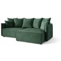 Fun-Möbel Ecksofa Schlafsofa Sofa MINEA in Stoff Poso Grün Ottomane Rechts