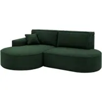Fun-Möbel Ecksofa Schlafsofa Sofa VENEDIG Stoff Poso Grün Ottomane Links