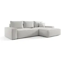 Fun-Möbel Ecksofa Schlafsofa Sofa WALKEN Stoff Quelle Weiss Ottomane Rechts