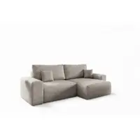 Fun-Möbel Ecksofa Schlafsofa Sofa ARONA XS in Stoff Centaur Graubeige Ottomane Rechts