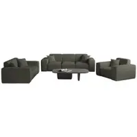 Fun Moebel Sofaset Designersofa CELES PREMIUM 3-2-1 in Stoff Ascot Bukla Moosgrün