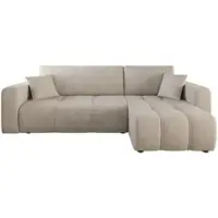 Fun-Möbel Ecksofa mit Schlaffunktion Sofa DAGNY in Stoff Cosmic Beige Ottomane Rechts