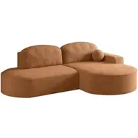 Fun-Möbel Ecksofa Schlafsofa Sofa GIRONA Stoff Arena Rostbraun Ottomane Rechts
